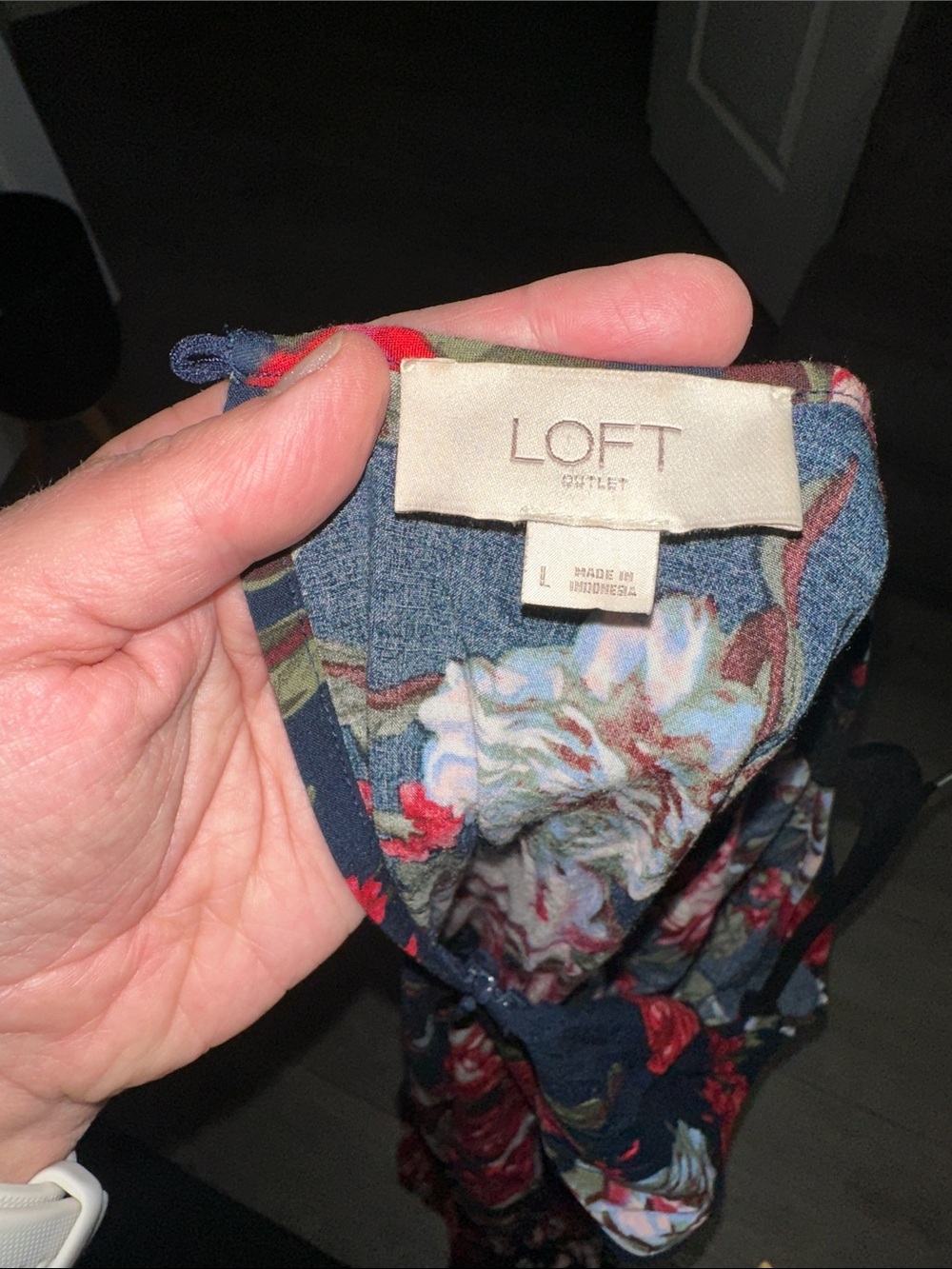 Loft Floral Navy Sleeveless Tie-Waist jumpsuit size Large - Picture 5 of 9